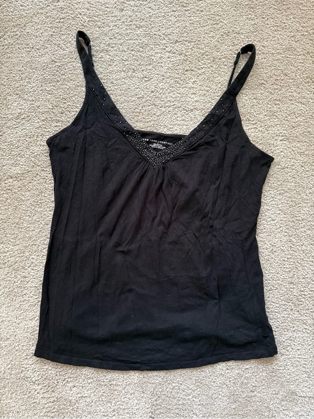 New York & Company Y2K Black Studded V-Neck Camisole
